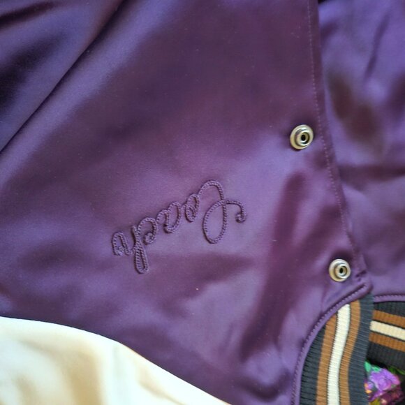 Coach XS Purple Reversible Satin Varsity Bomber Jacket Coat - Picture 3 of 5